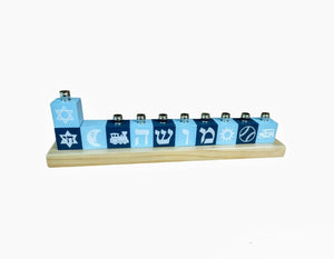 Personalized Name Menorah, Double-Sided English and Hebrew, Multiple Colors Available