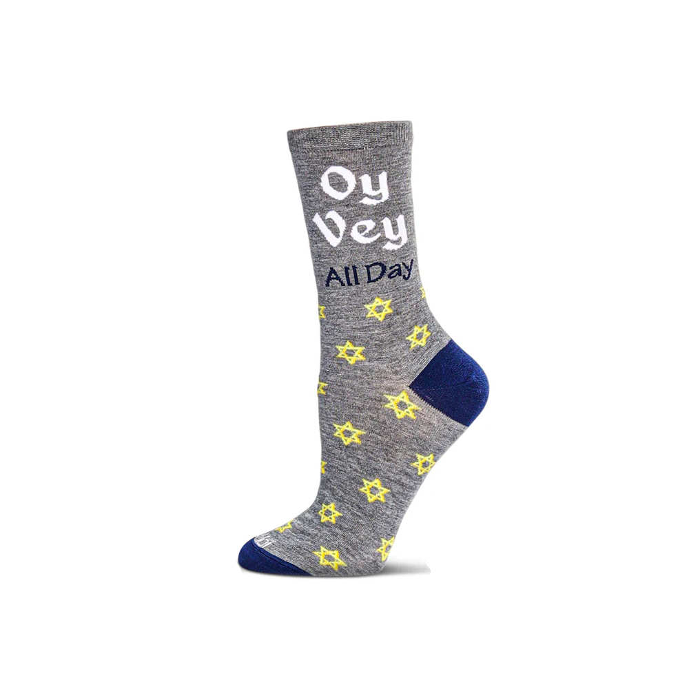 Socks, Oy Vey All Day, Crew Style, Grey Heather