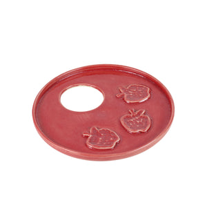 Honey and Apple Set, Red Glaze with Apples, High-Fired Ceramic