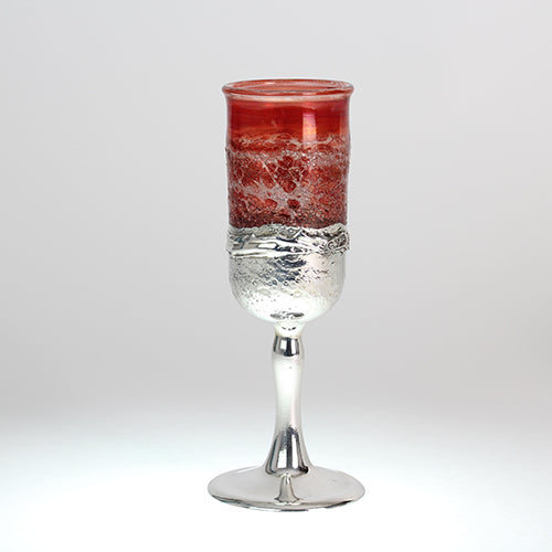 Kiddush Cup, Electroform Sterling Silver and Maroon Tone Glass