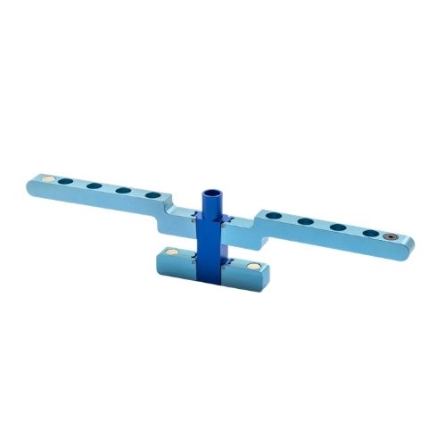 Menorah, Collapsible Travel Design, Blue Anodized Aluminum