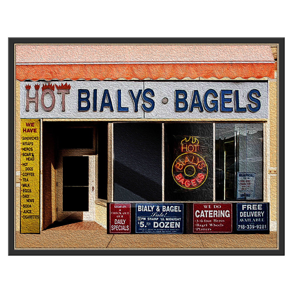 Coney Island Bialy and Bagel, Original Design Giclee, Framed