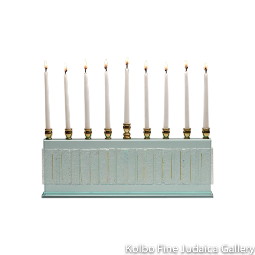 Menorah, Clear Gala Design, Glass with Slim Gold Detail