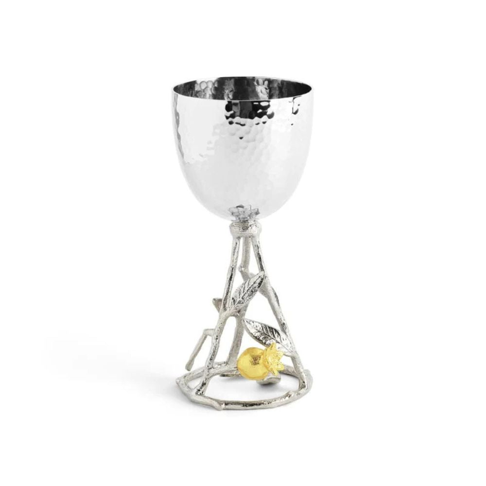 Kiddush Cup, Pomegranate Design, Nickelplate and 24K Gold Plate