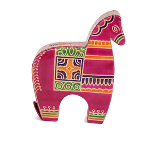 Tzedakah Box, Horse Design, Painted Leather