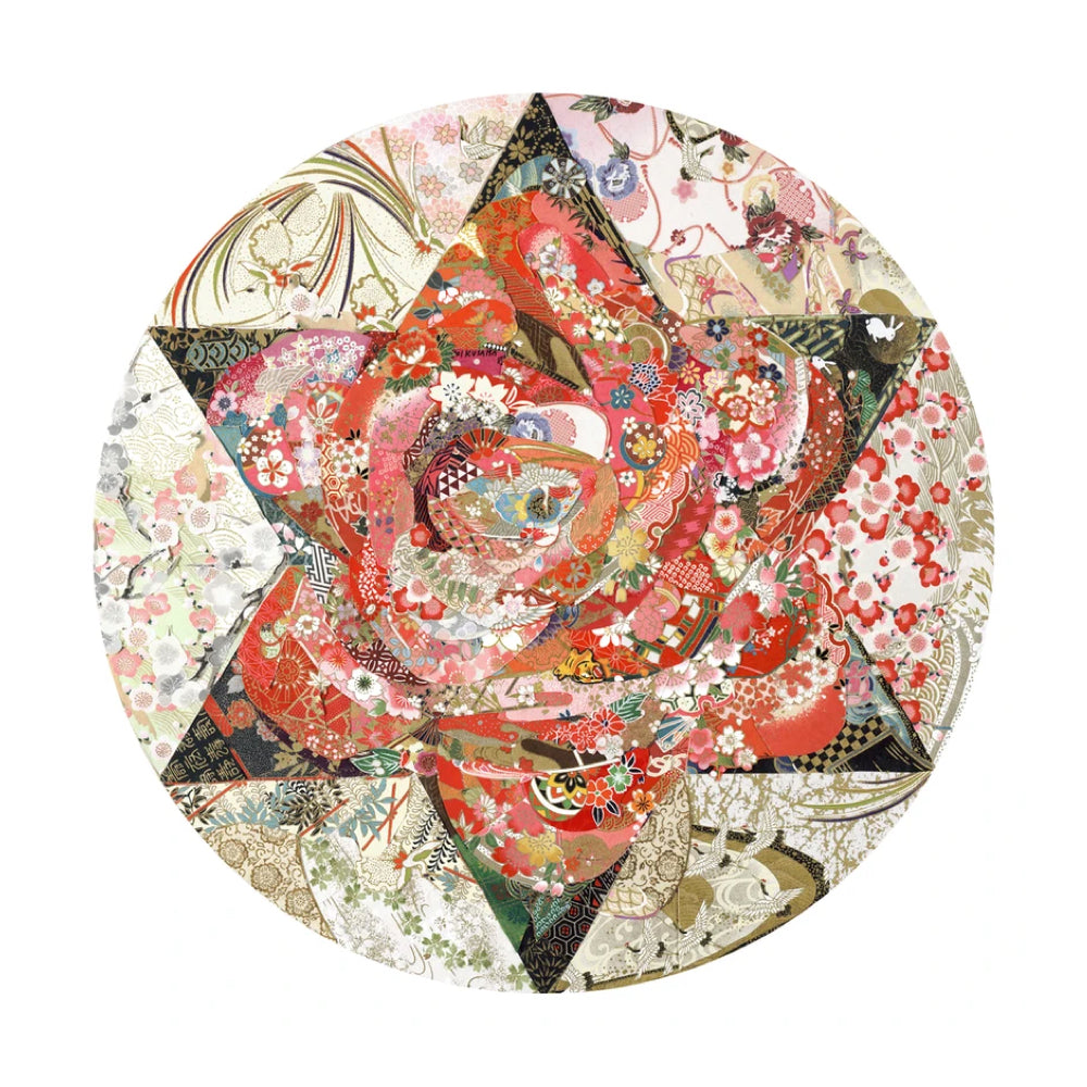 Star of David, Print of Japanese Paper Collage on Adhesive Backing, Medium