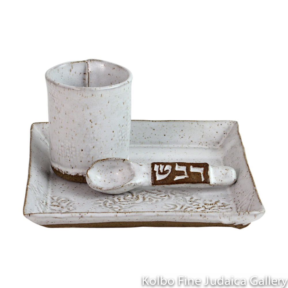 Honey and Apple Set, Square Hand Built High Fired Ceramic with Cup