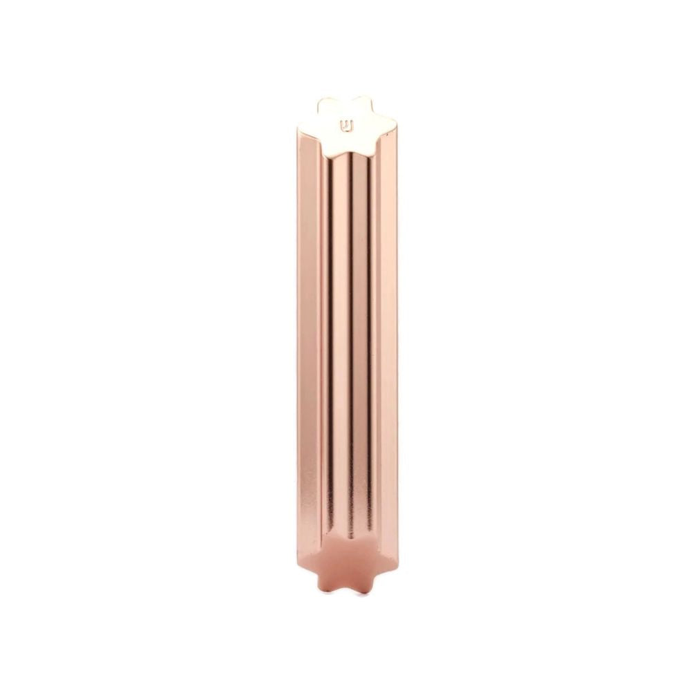 Mezuzah, Elongated Star with Rose Gold Plated Polished Metal Alloy