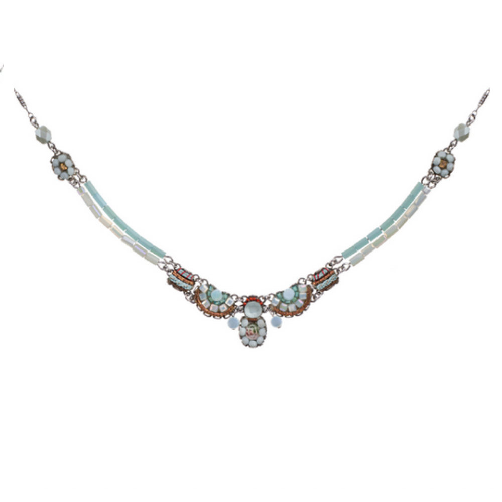 Necklace, Mint and Bronze Beading