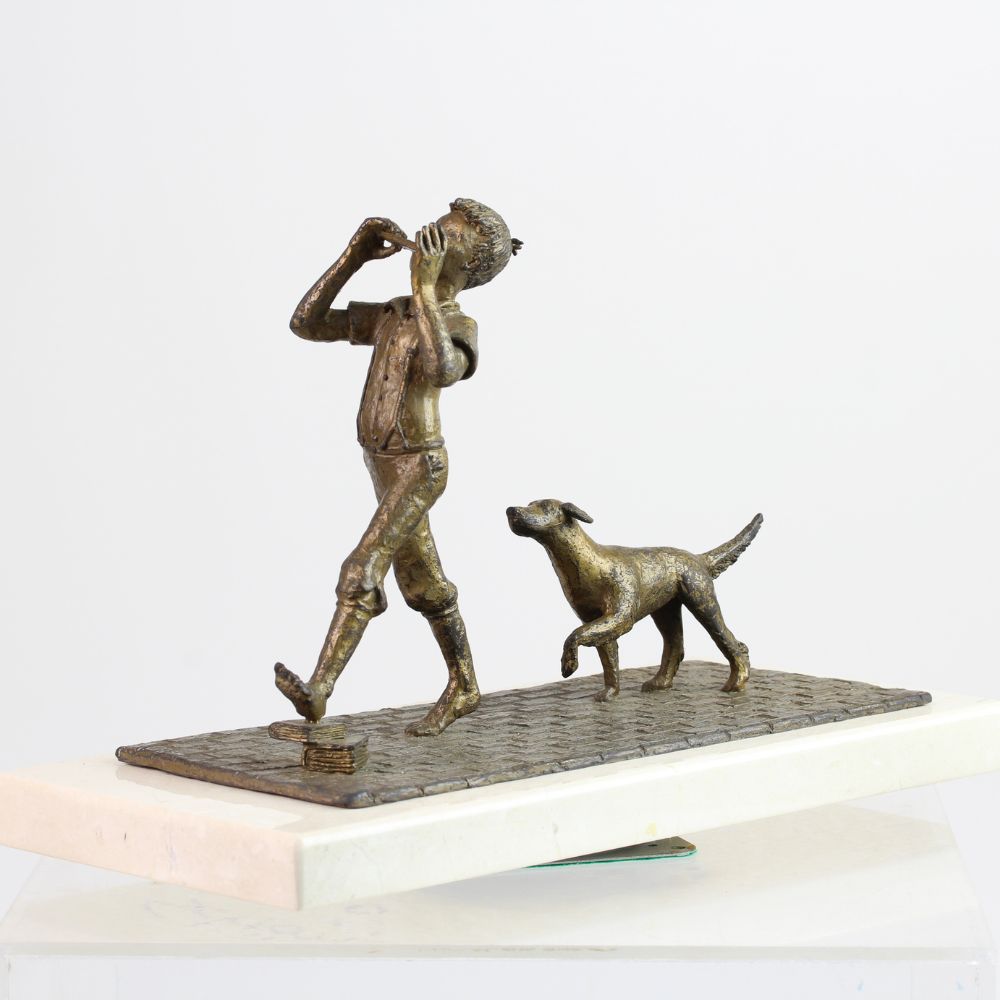 Lentil and Harmony, Bronze Sculpture on Rotating Marble Base, 8"x11"x5, Numbered Edition