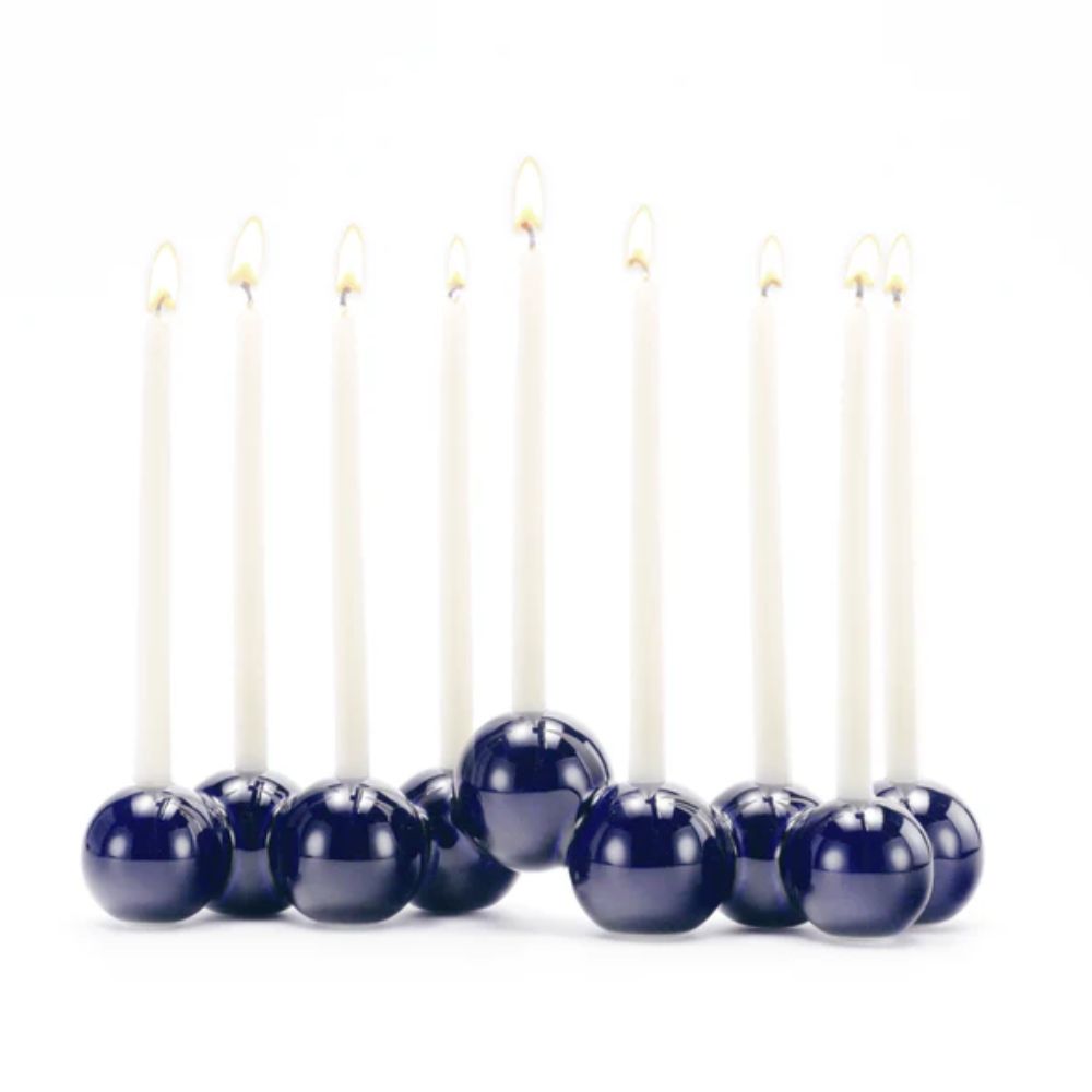 Bubble Menorah, Deep Blue Ceramic