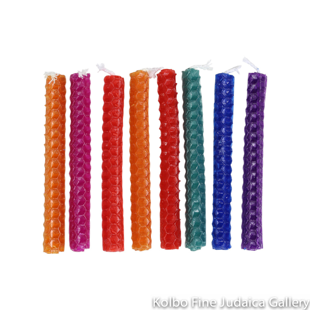 Chanukah Candles, Beeswax, Assorted Rainbow Colors