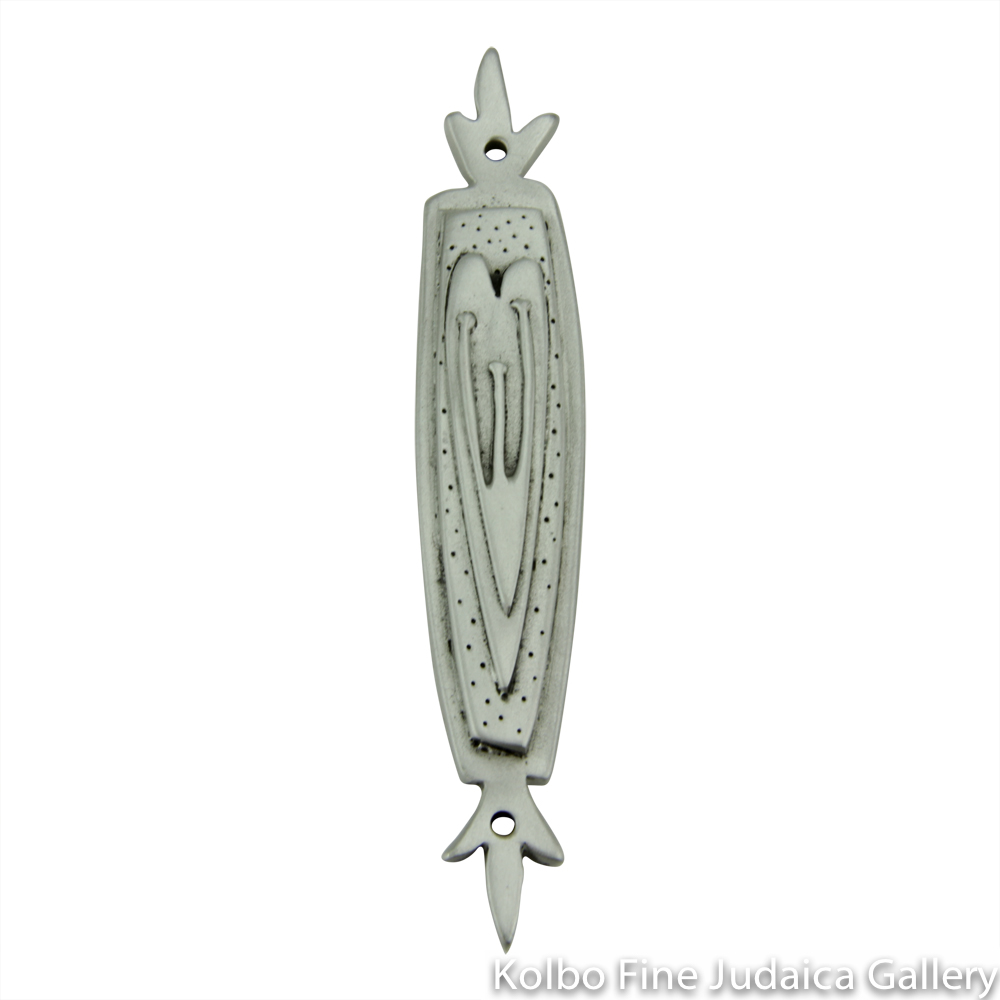 Mezuzah, Heart Design in Pewter