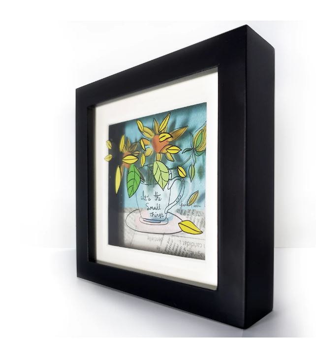 It's The Small Things, Mini Hand Painted Artwork on Glass, Framed
