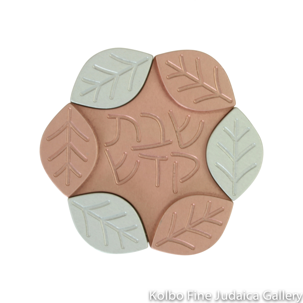 Traveling Candlesticks, Interlocking Leaf Design, Pink and Gray Anodized Aluminum