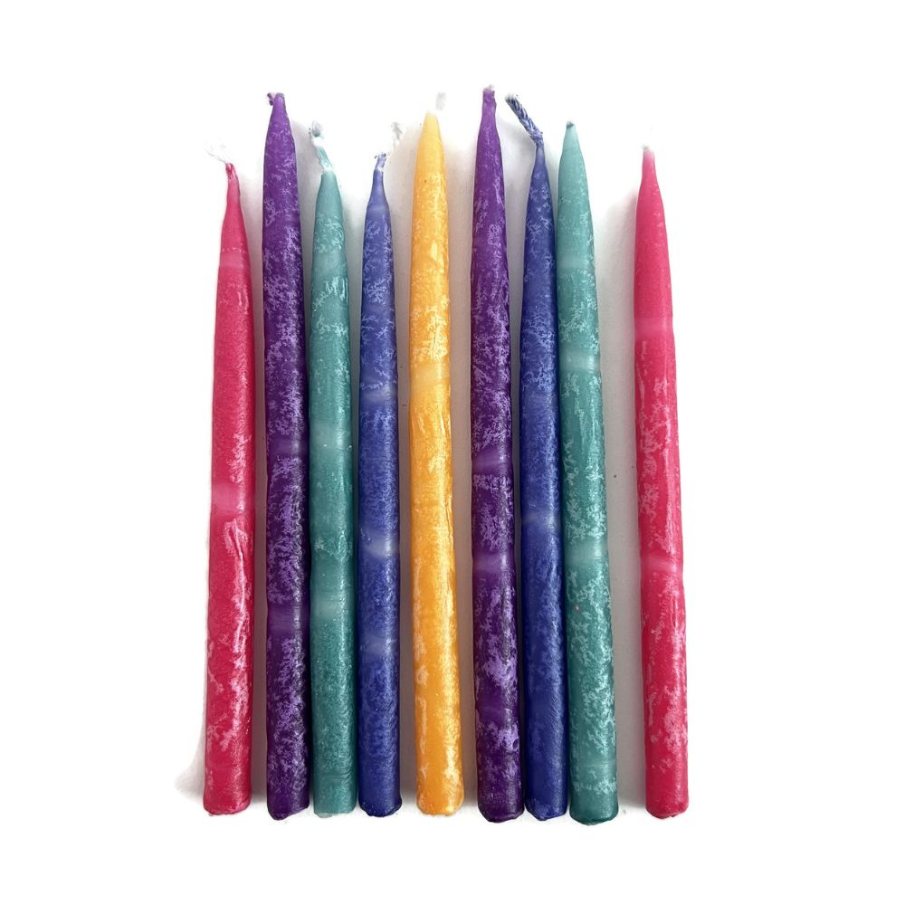 Chanukah Candles, Textured Multicolor, Dripless