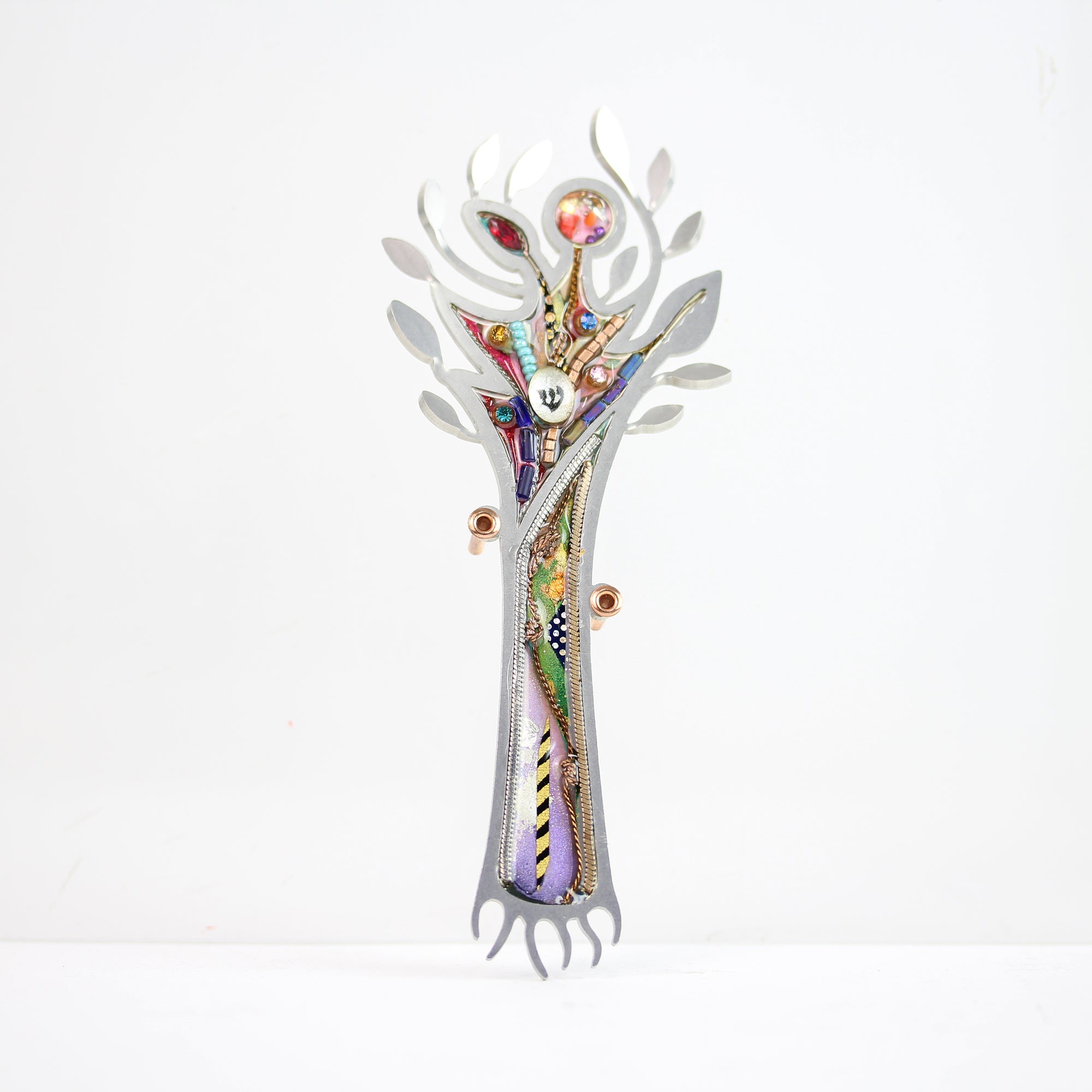 Mezuzah, Tree Of Life, Resin and Stainless Steel