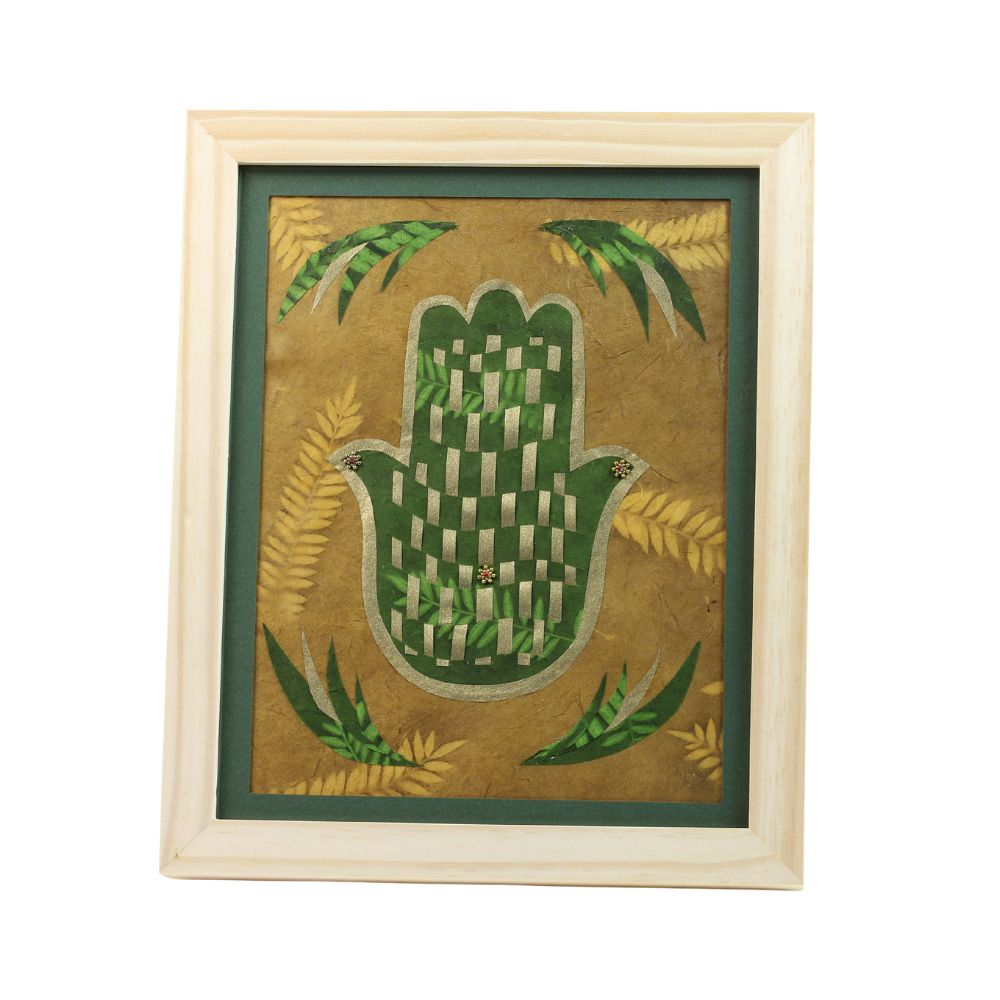Hamsa, Botanical Design, Hand Woven Paper