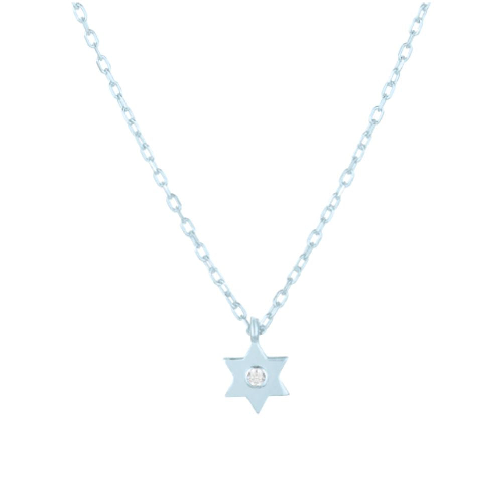 Necklace, Tiny Star with Center CZ, Sterling Silver