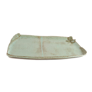 Seder Plate and Cup Set, Rectangular Textured Green Ceramic, One of a Kind