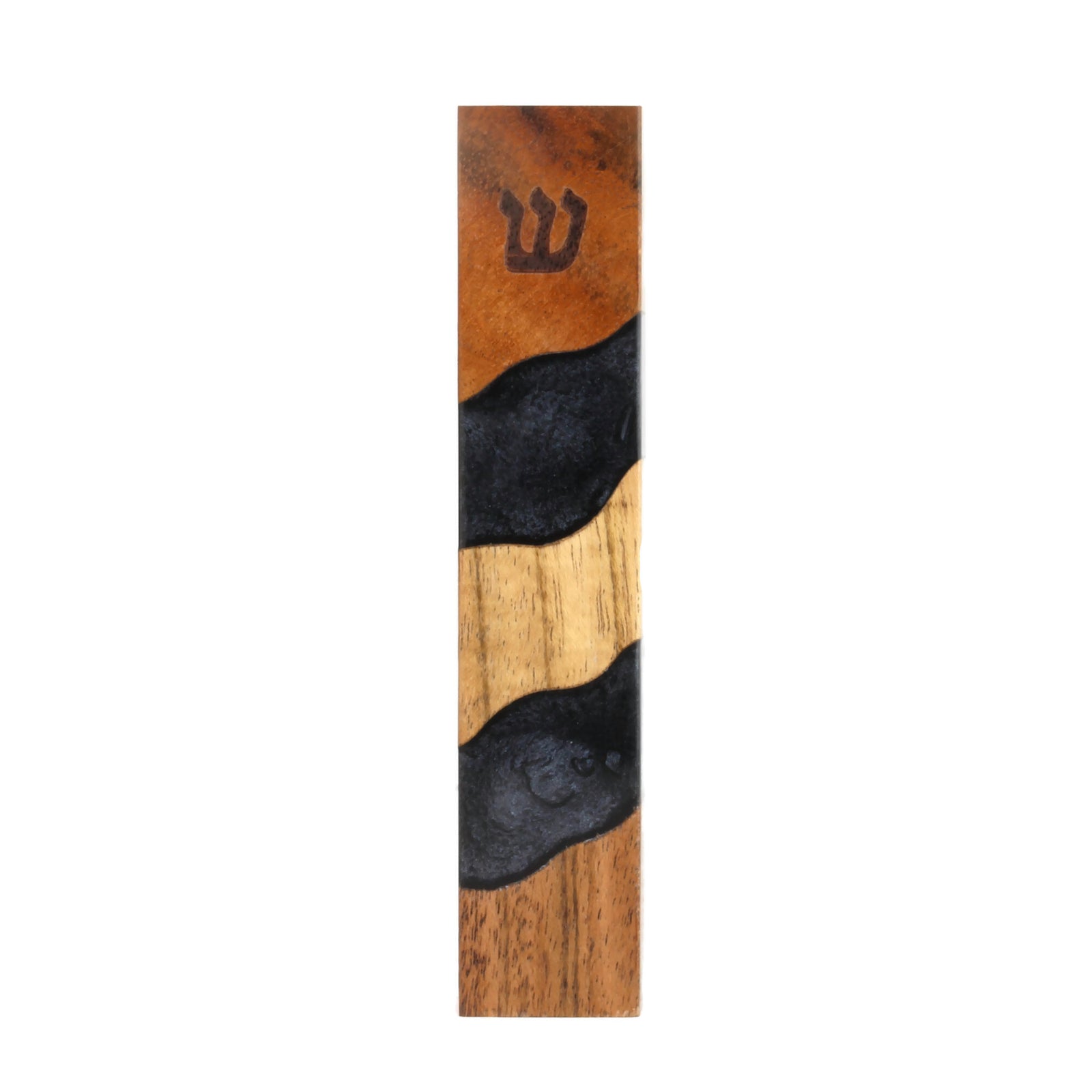 Mezuzah, Wood with Black Epoxy, 5"
