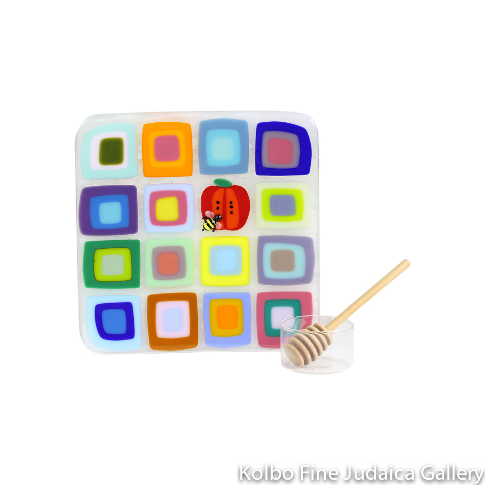 Honey and Apple Set, Pop Art Apple Design, Fused Glass