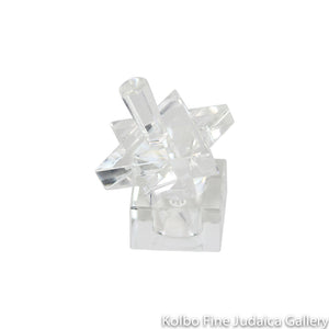 Dreidel and Stand, Clear Star of David with Hebrew Letters, Crystal