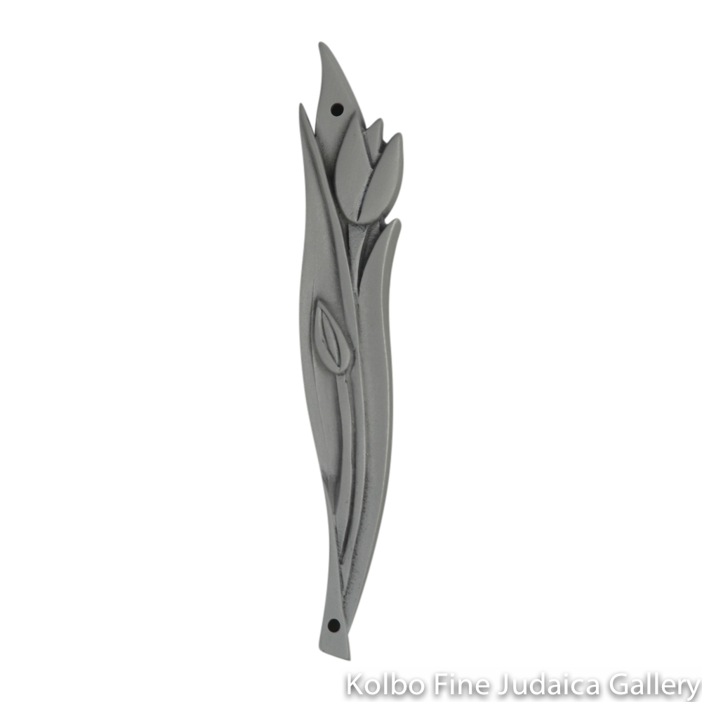 Mezuzah, Tulip Design, Pewter