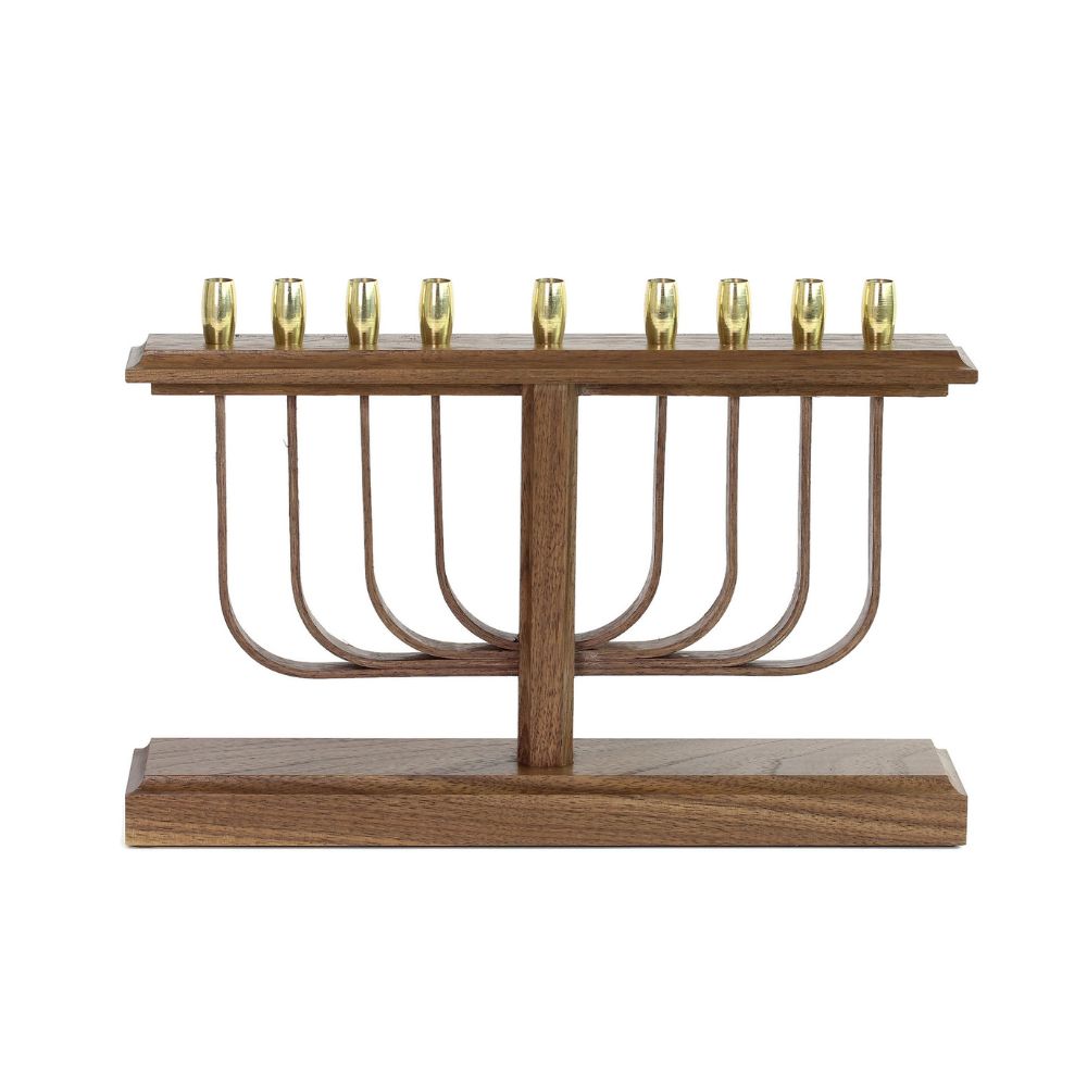 Menorah, Bowed Slotted Design, Walnut Wood