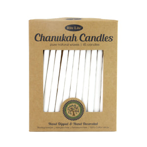 Chanukah Candles, All White, Organic Vegetable Wax