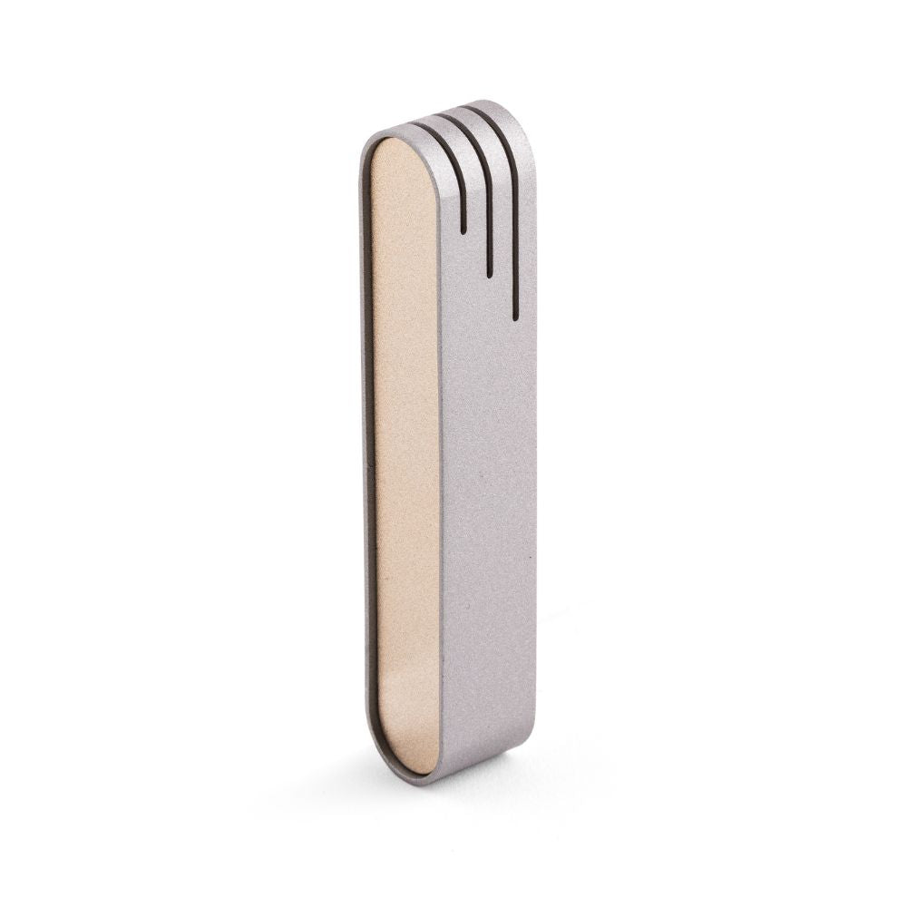 Mezuzah, Elliptical Design, Silver and Champagne Anodized Aluminum