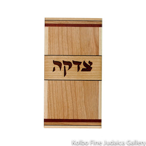 Tzedakah Box, Rectangular Design, Mixed Woods