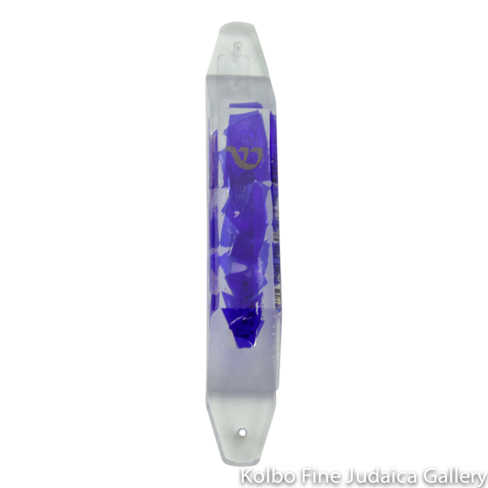 Mezuzah, Lucite with Embedded Wedding Glass Shards, Chunky Style