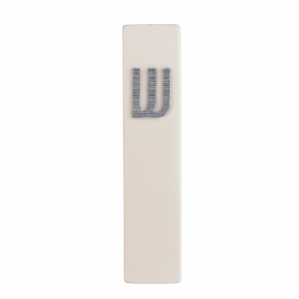 Mezuzah, Soft Gray Concrete with Silver Shin, 5"