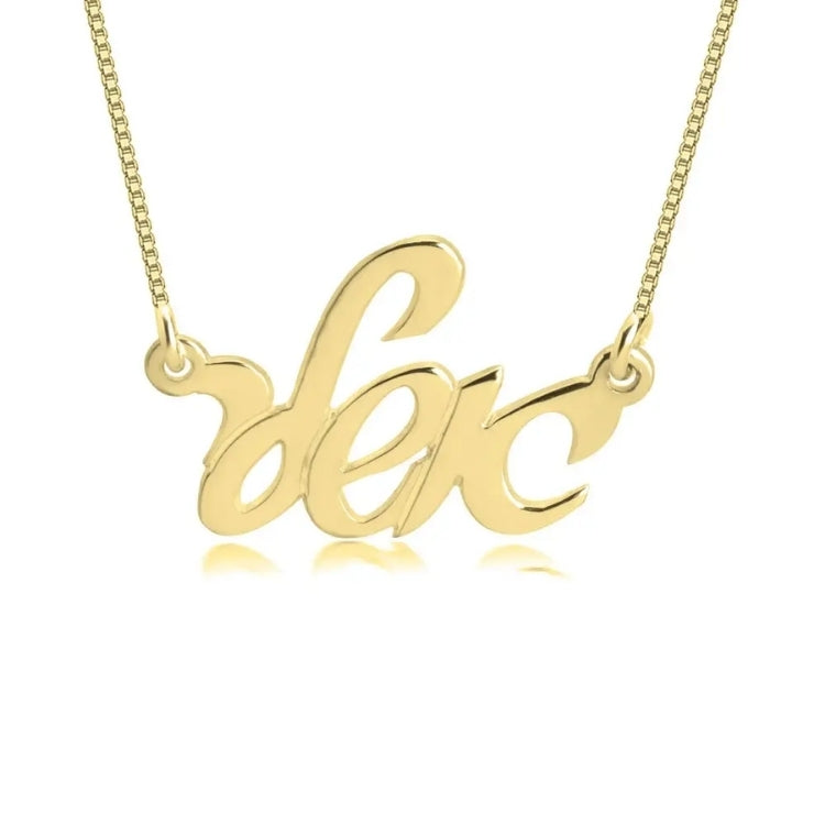 Name Necklace, Hebrew Cursive, 24K Gold Plate on Sterling Silver