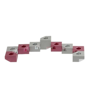 Menorah, Step Style For Travel, Pink and Silver Anodized Aluminum