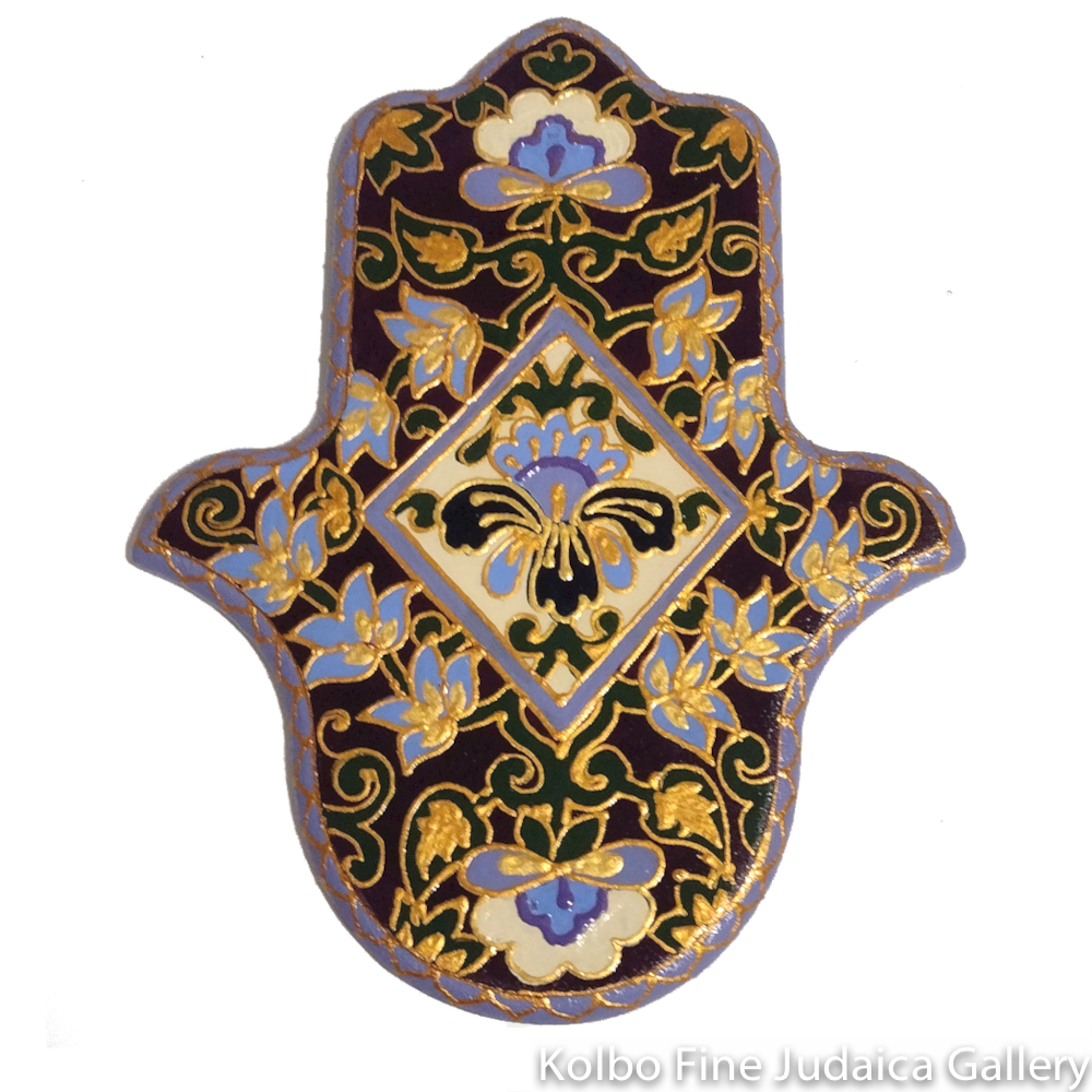 Hamsa Without Writing, Hand-Painted Wood, 20cm, #8