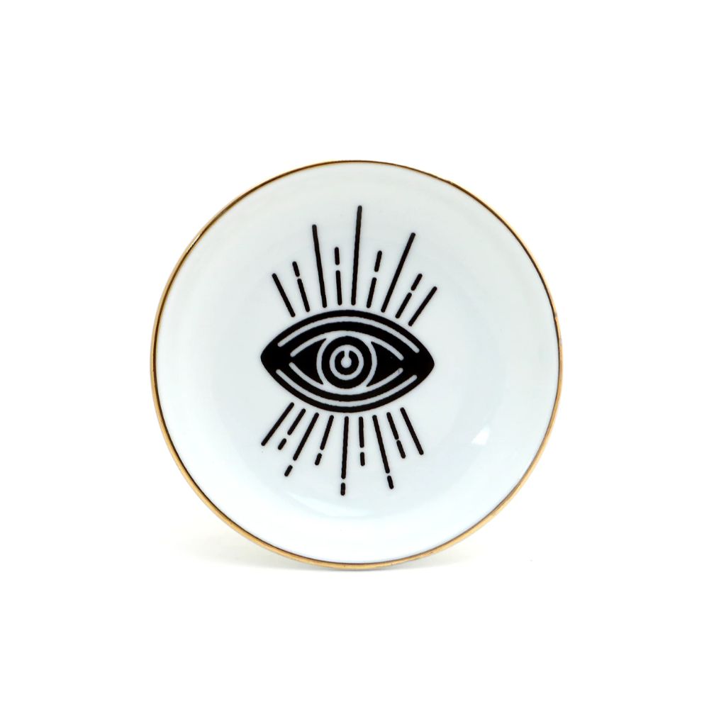 Ring Holder Dish, Eye, 22K Gold Detail