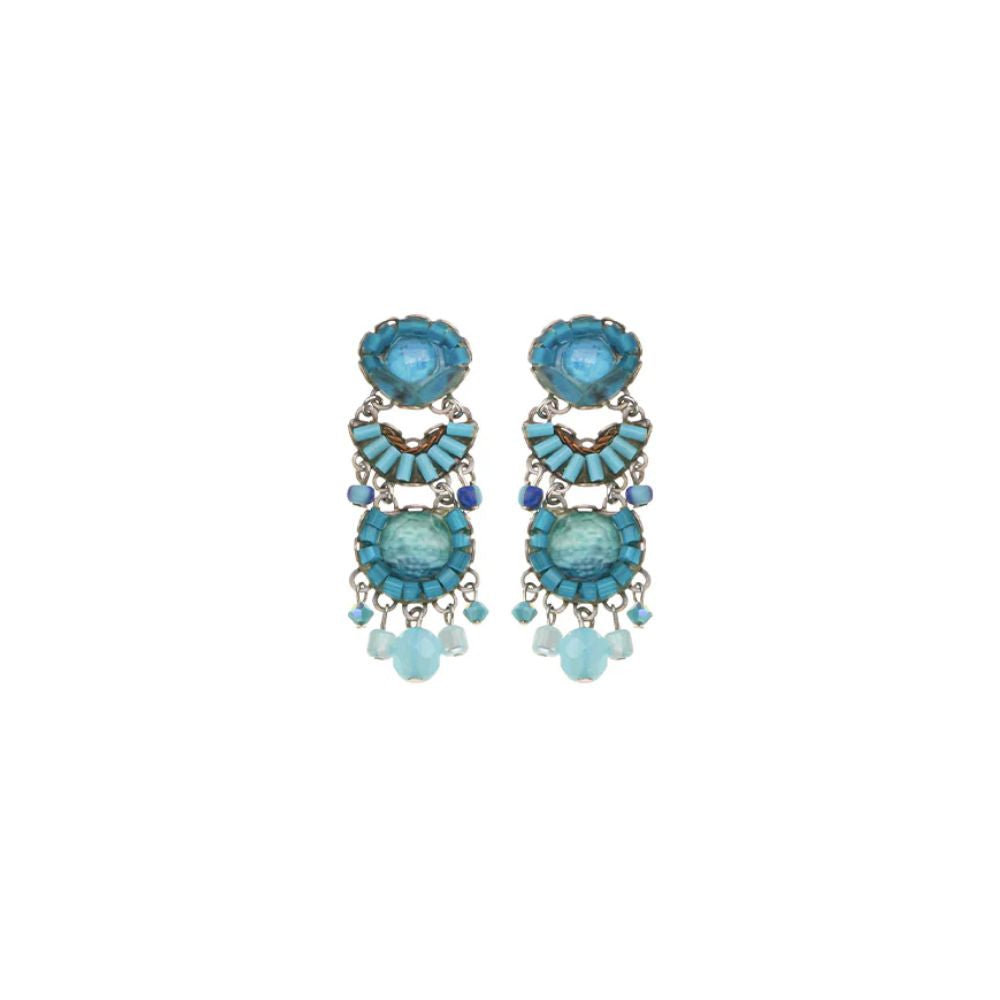 Earrings, Blue Beading on Post