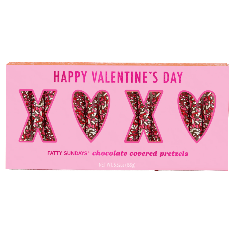 Valentine's Day Milk Chocolate and Sprinkles Covered Pretzels, Kosher