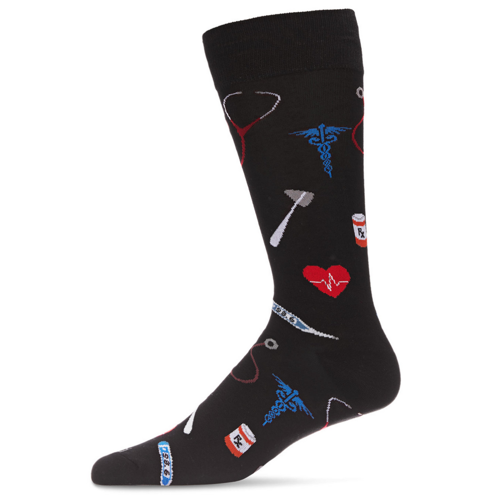 Socks, Medical Theme, Black, Men's
