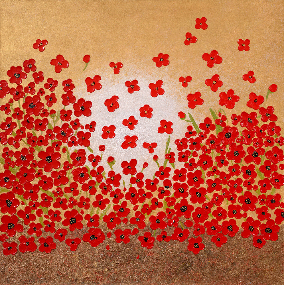 Flying Poppies, Limited Edition Print of Original Painting, Framed