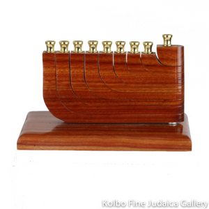 Menorah, Kinetic Design with Movable Arms in Bloodwood Wood