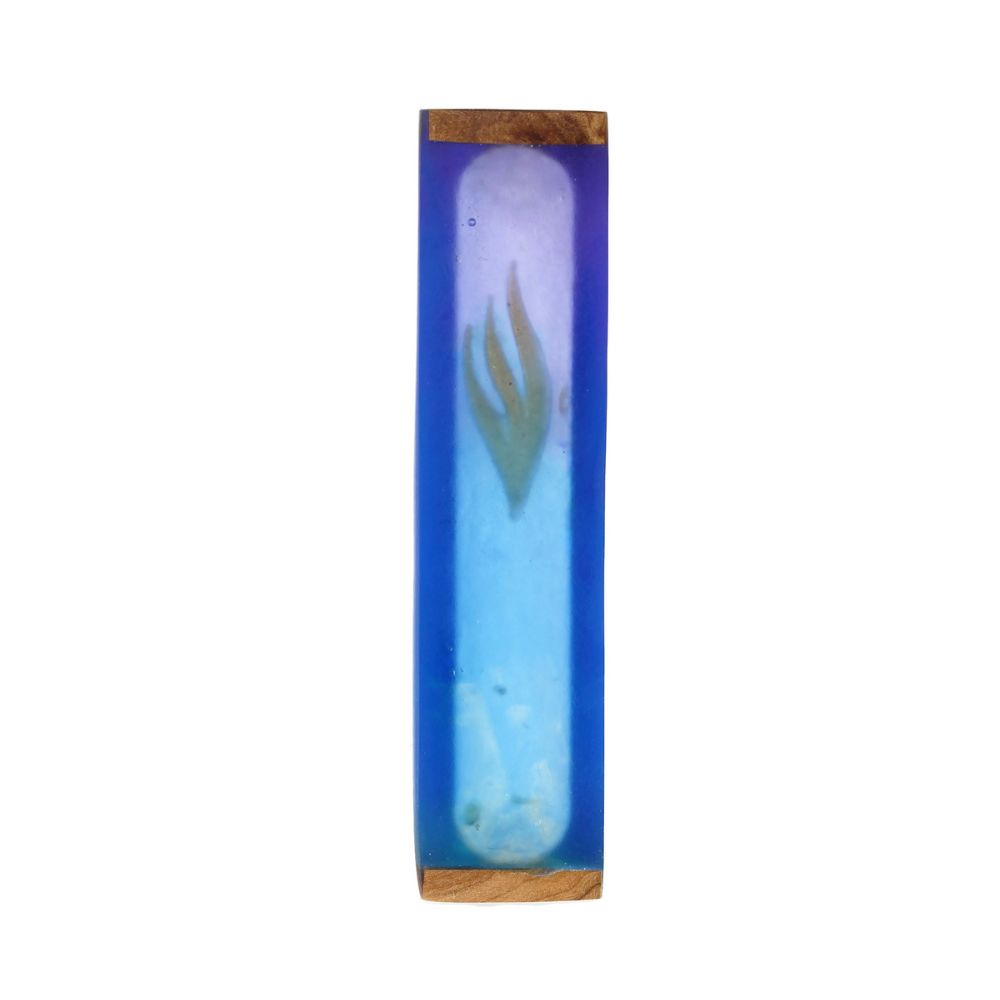 Mezuzah, Multicolor Resin with Olive Wood Detail