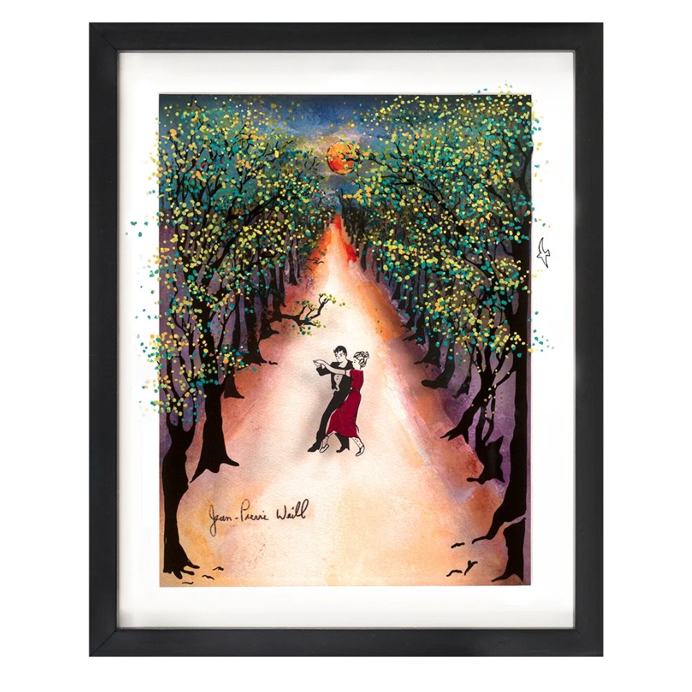 Moonlight Dance, Hand Painted Artwork on Glass, Framed