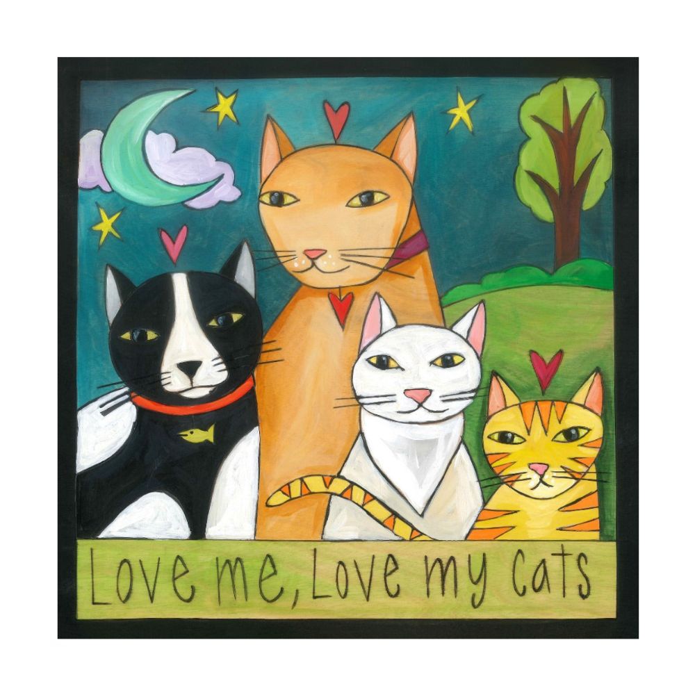 Wall Plaque, Love Me, Love my Cats 9" x 9"
