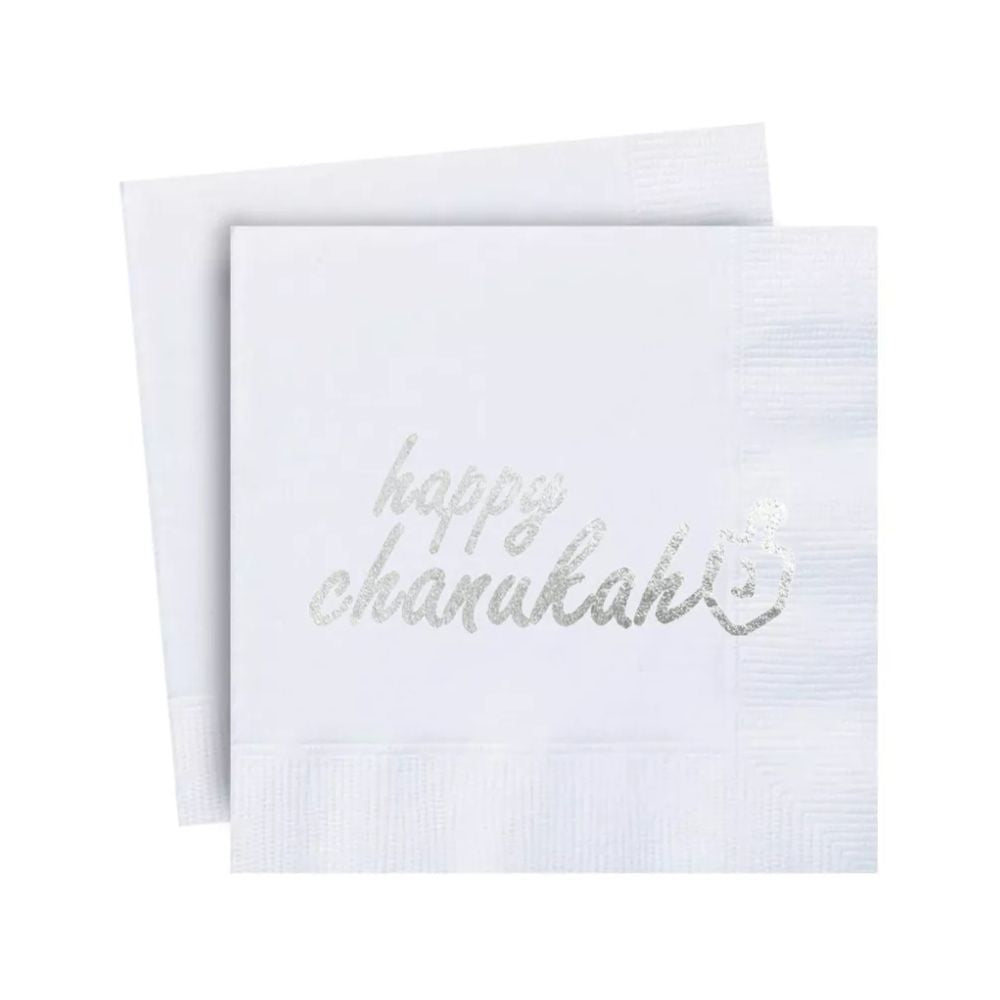 Happy Chanukah Silver Napkins