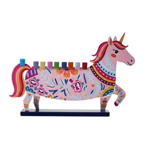 Menorah, Double-Sided Unicorn, Lasercut Metal