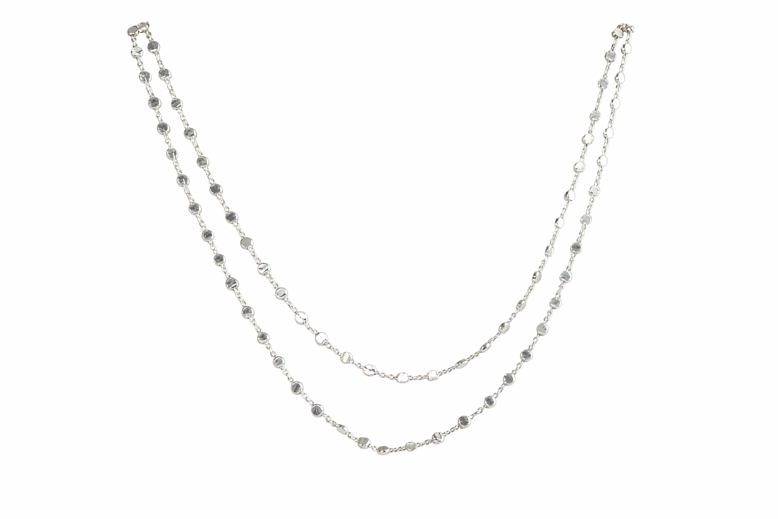 Necklace, Small Circular Detail on Sterling Silver Double Chain