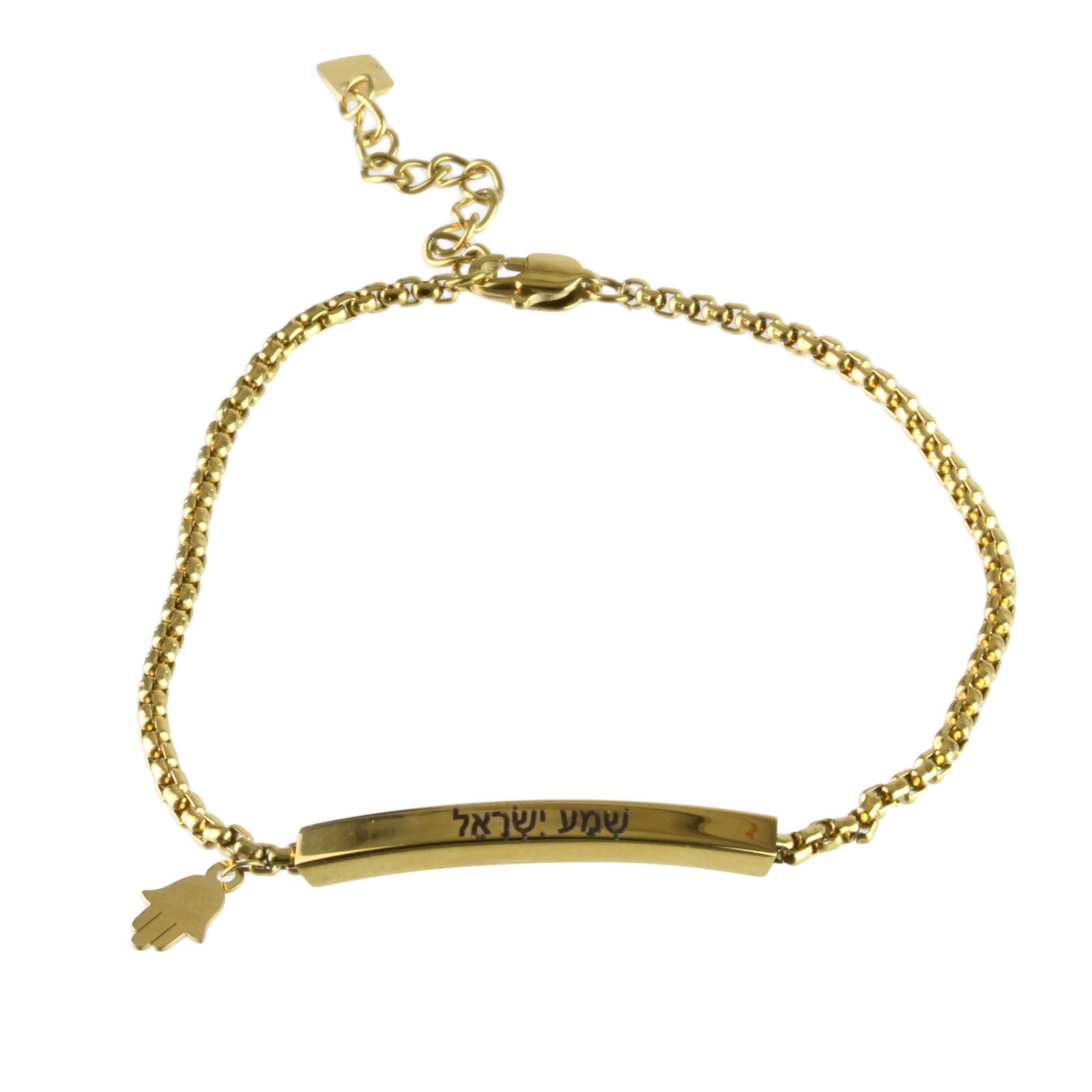 Bracelet, Bar with Shema, Gold Plate over Stainles Steel